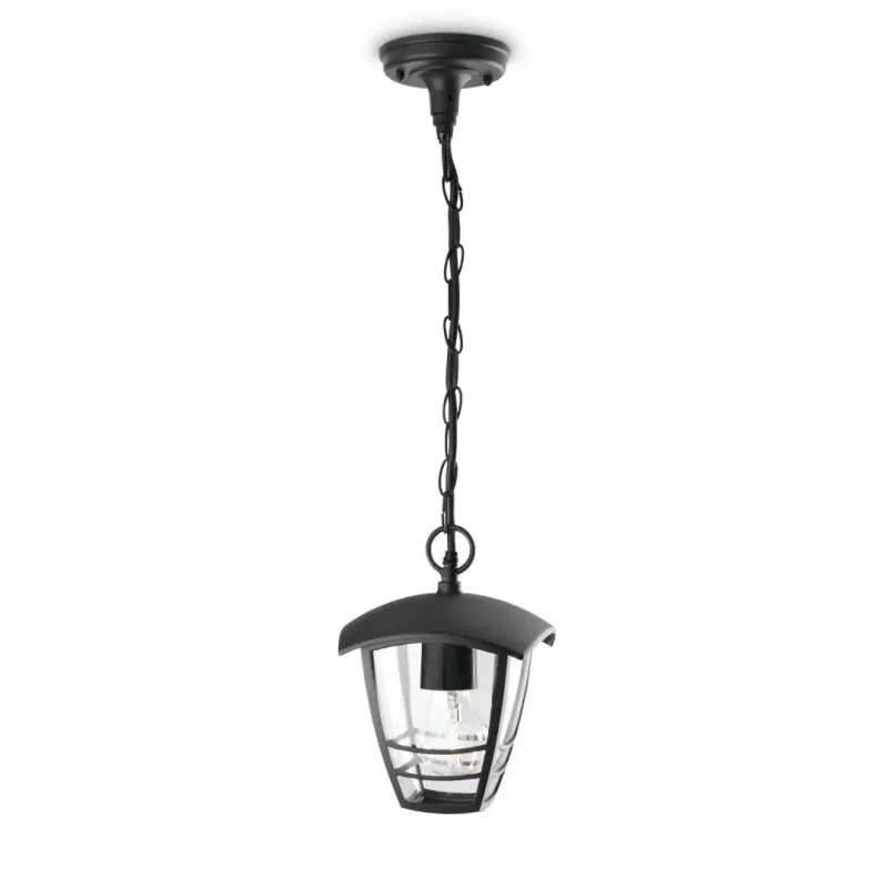Retur ușor Pendul tip felinar pentru iluminat exterior Philips Creek, 1xE27, max60W, IP44, 820x175mm, Negru