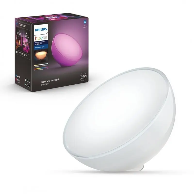 Lampa LED RGB Philips Hue Go, 6W (43W), 520 lm, lumina alba si color (2000-6500K), IP20, 15cm, Alb Plată securizată