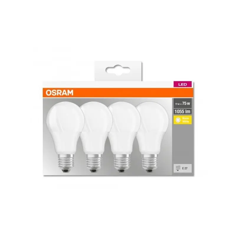 Preț redus 4 Becuri LED Osram Base Classic A, E27, 10W (75W), 1055 lm, luminacalda(2700K)