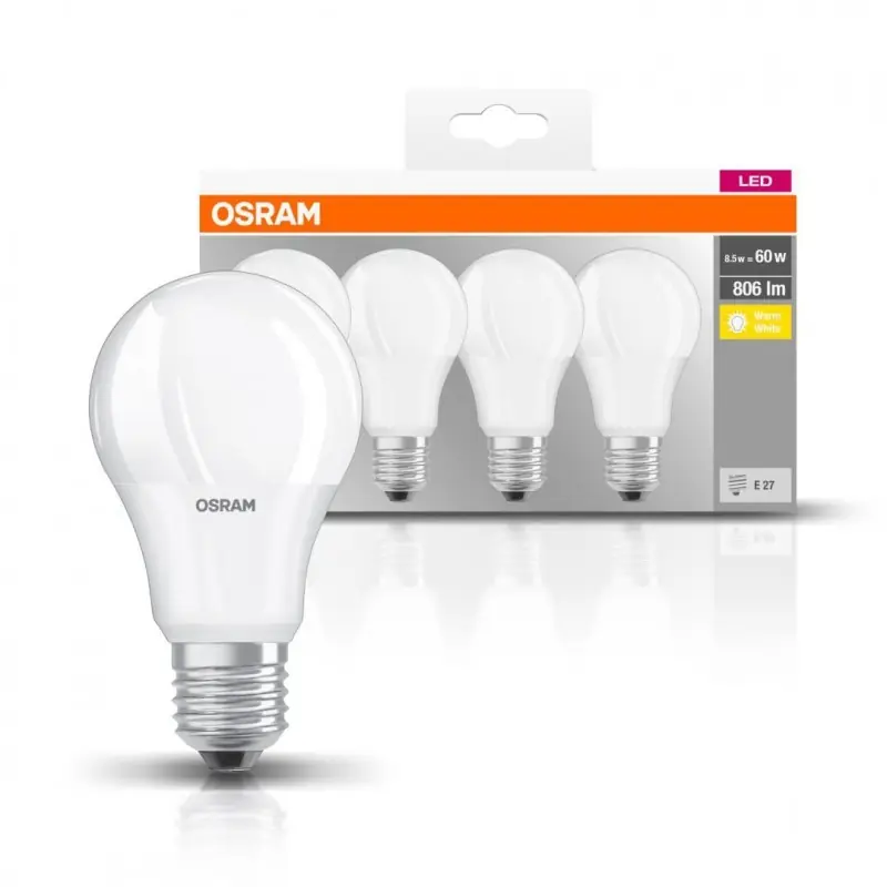 4 Becuri LED Osram Base Classic A, E27, 8.5W (60W), 806 lm, luminacalda(2700K) Comandă acum
