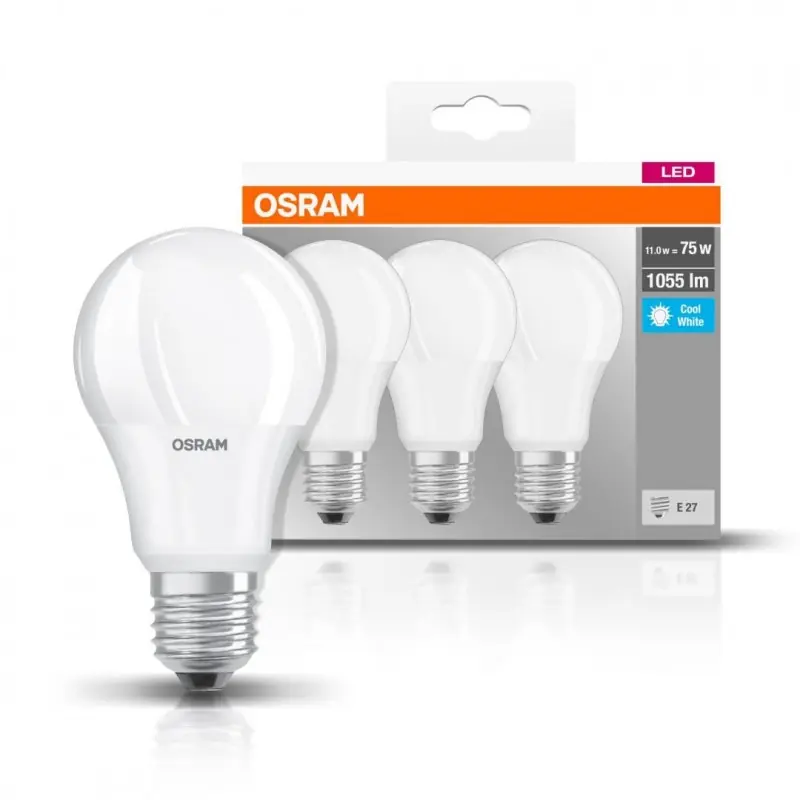 Reducere 3 Becuri LED Osram Base Classic A, E27, 10W (75W), 1055 lm, lumina neutra (4000K)