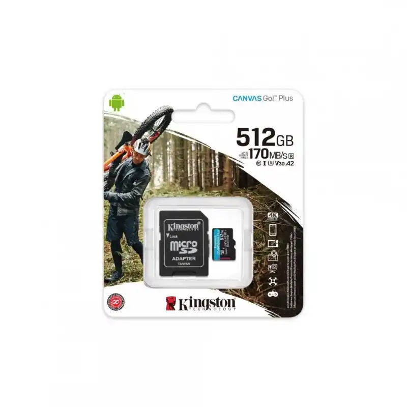 Card de Memorie MicroSDXC Kingston Canvas GO Plus, 512GB, Adaptor SD, Class 10 Reducere