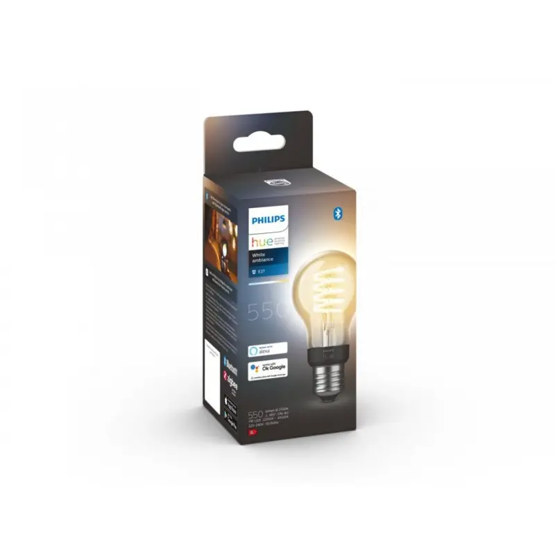 Transport gratuit Bec LED inteligent vintage (decorativ) Philips Hue Filament Bulb A60, Bluetooth, E27, 7W (40W), 550 lm, lumina alba (2200-4500K)