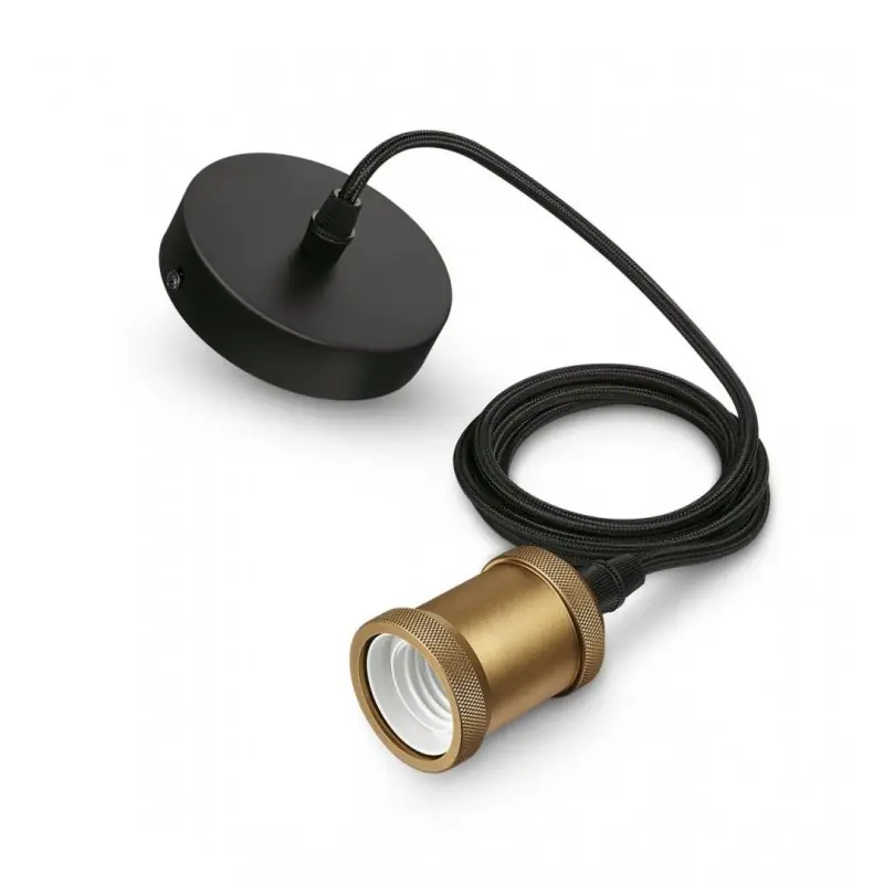 Pendul Philips Classic Gold, E27, max. 40W, textil/Metal, IP20, Ø169mm ,cablu 2m Ultima șansă