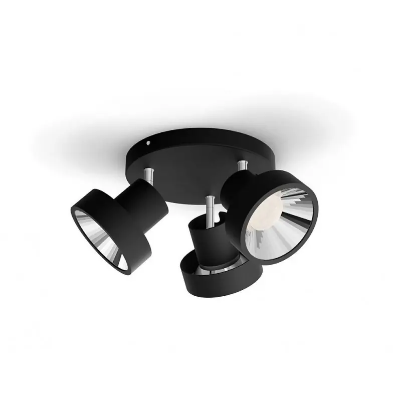 Retur ușor Spot LED Triplu Philips Bukko, 24V, 3x4.3W, 1200 lm, intensitate variabila, lumina calda (2200-2700K), IP20, 17x36.6cm, Metal, N