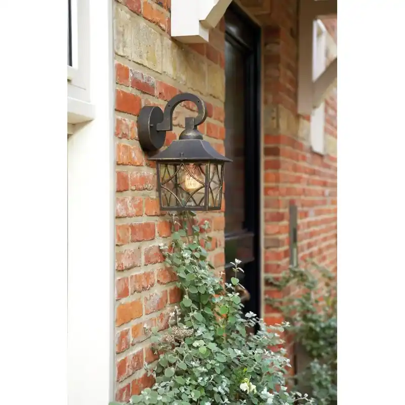 Aplica tip felinar pentru exterior Philips Cambridge UP, 1xE27, max 60W, IP44, 204x170x339mm, Bronz Preț mic
