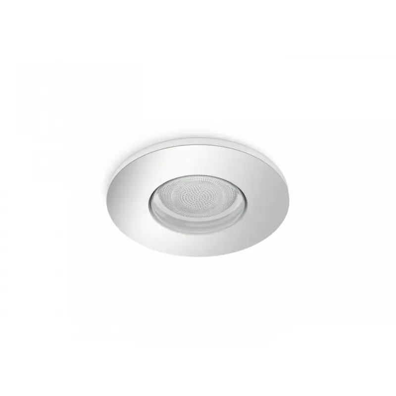 Spot LED RGB incastrat Philips Hue Xamento, Bluetooth, GU10, 5.7W, 350 lm, lumina alba si color (2000-6500K), IP44, Crom Preț redus