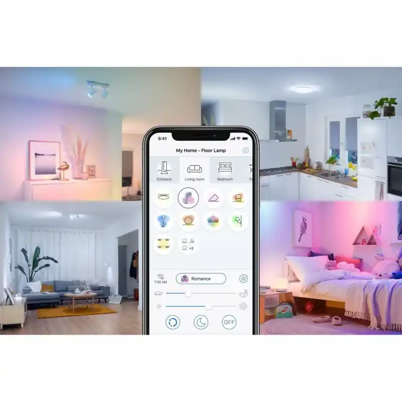 Discount Spot LED RGB WiZ Imageo, Wi-Fi, Bluetooth, 3x4.9W, 1035 lm, lumina alba si color (2700-6500K), IP20, Metal, Negru