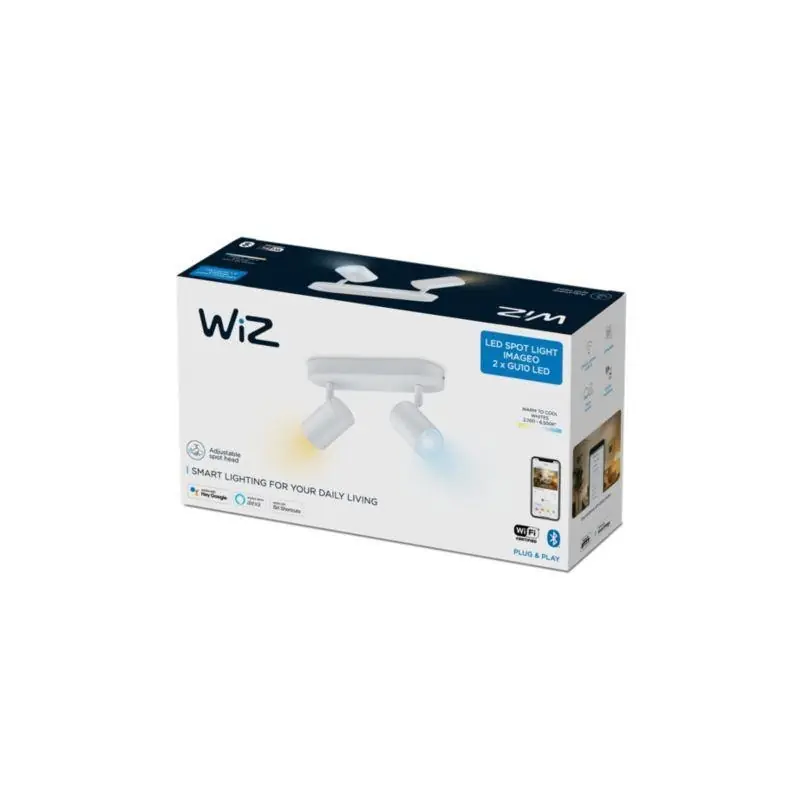 Spot LED RGB WiZ Imageo, Wi-Fi, Bluetooth, 2x4.9W, 690 lm, lumina alba si color (2700-6500K), IP20, Metal, Alb Nu rata