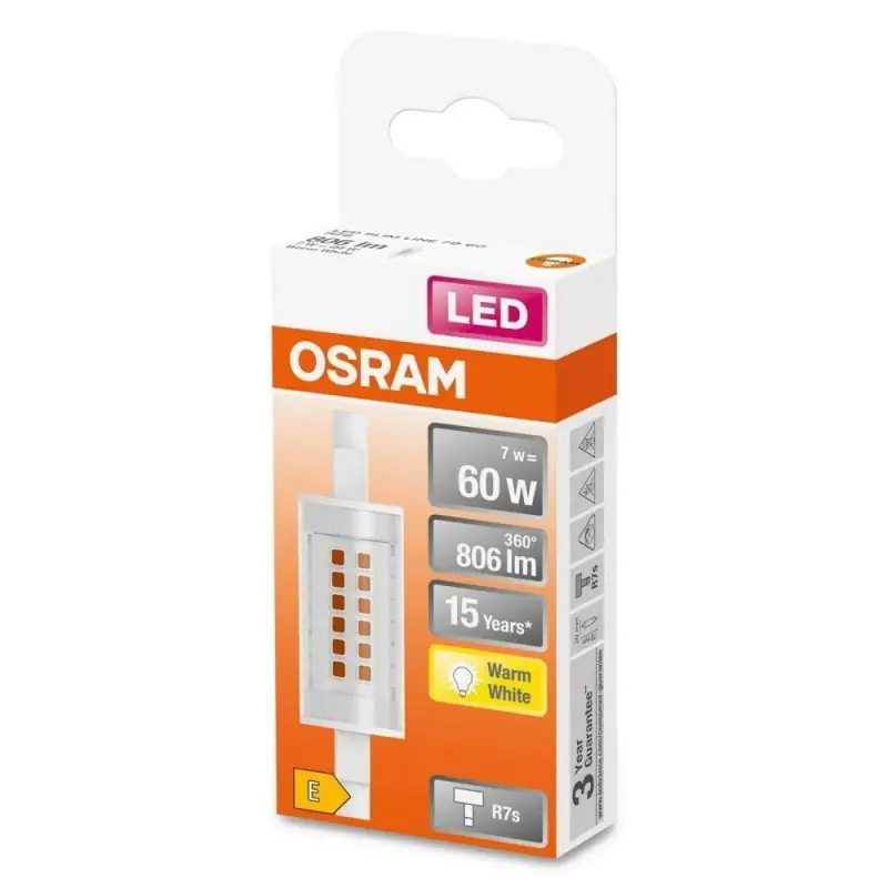 Reducere Bec LED Osram SLIM LINE, R7s, 7W (60W), 806 lm, lumina calda (2700K) ,78mm, Ø20mm