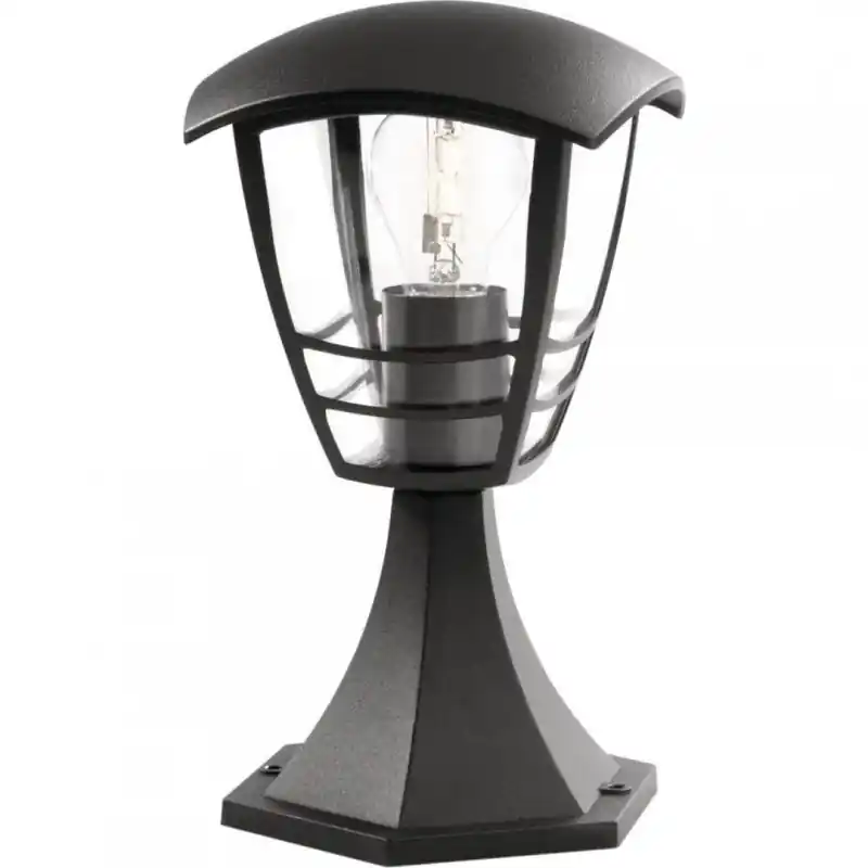 Stalp tip felinar pentru iluminat exterior Philips Creek, 1xE27, max60W ,IP44, 300x175mm, Negru Reduceri