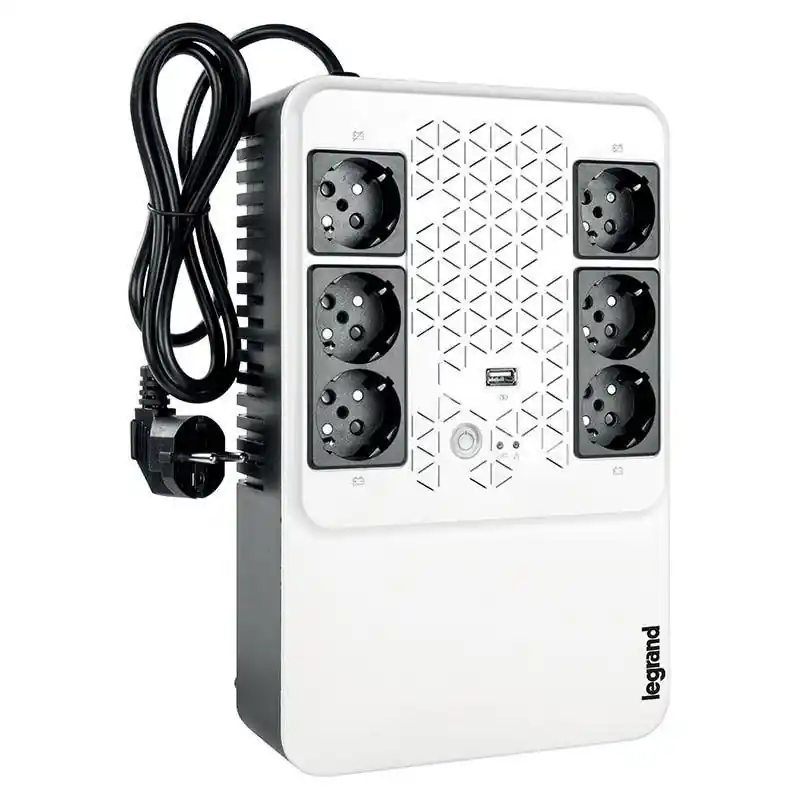 UPS Legrand MULTIPLUG 600, 600VA/360W, 6x German standard sockets, USB charger, baterie 1x 12V 7.2Ah, 230V, tehnologie Line inte Doar azi