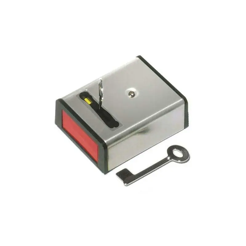 Buton panica cu retinere, carcasa metalica, NO/NC selectabil, 2 chei reset incluse, dimensiuni 70 x 55 x 27 mm Premium