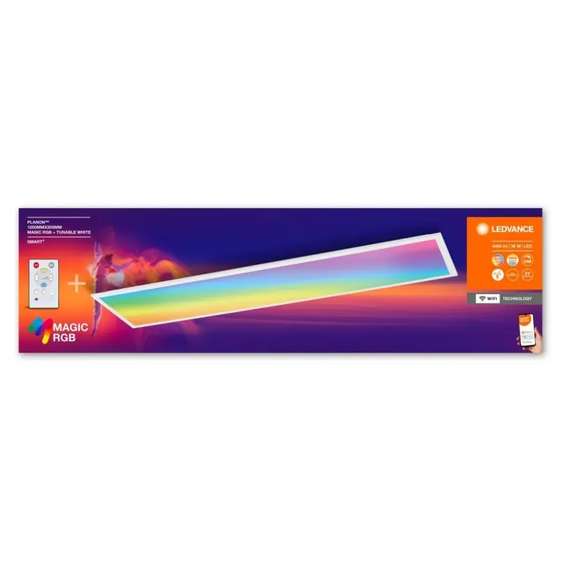 Cumpărături sigure Panou LED RGB inteligent Ledvance SMART+ Wifi PANEL Magic cu Telecomanda, 36W, 4400 lm, lumina alba si color (2700-6500K), dimab
