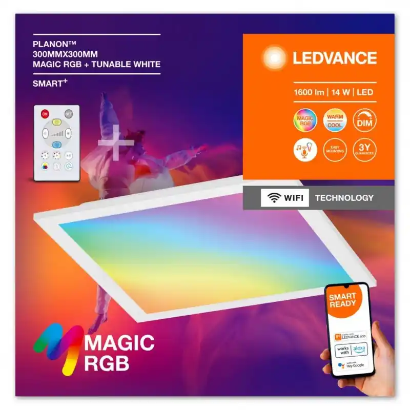 Promoție Panou LED RGB inteligent Ledvance SMART+ Wifi PANEL Magic cu Telecomanda, 14W, 1600 lm, lumina alba si color (2700-6500K), dimab