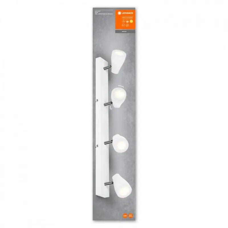 Spot LED cvadruplu ajustabil Ledvance Pear, 4xGU10, 4x4.3W, 1400 lm, lumina calda (2700K), IP20, 614x131x60mm, metal/plastic, Al Reducere extra
