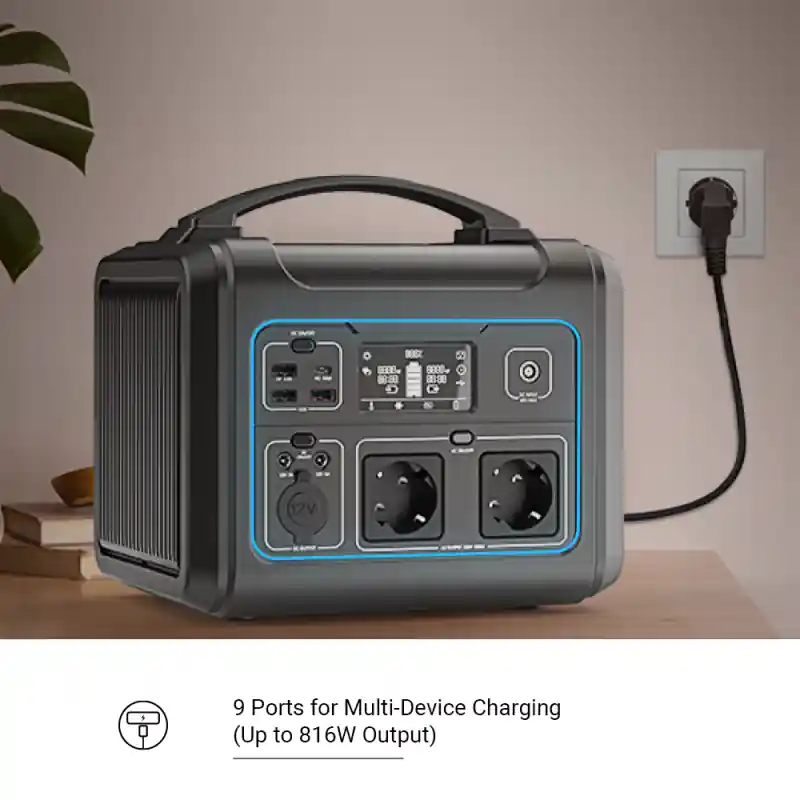 Ofertă limitată Statie de incarcare portabila Ezviz PS600, 607 Wh, 9 porturi de incarcare, reincarcare cu panoul solar, protectie scurtcircuit/s
