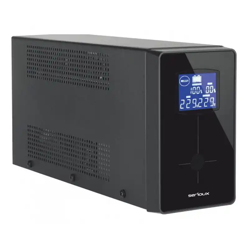 Reducere extra UPS Serioux Line Interactive 2000LI, ecran LCD, capacitate 2000VA/1200W, 4 prize Schuko , baterie 12 V / 9.0 Ah × 2, timp mediu