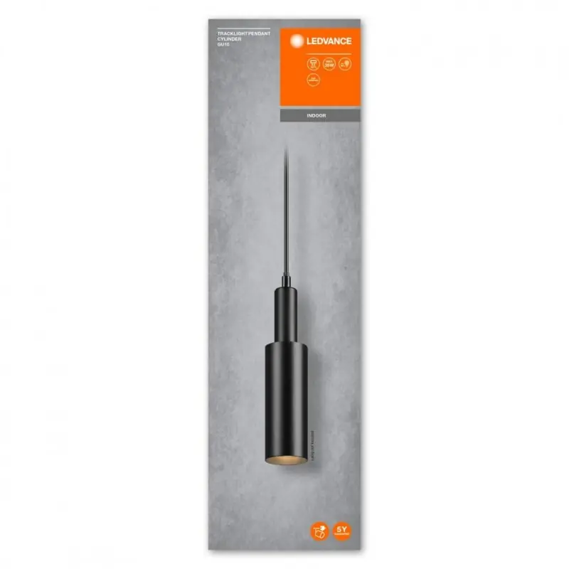 Pendul cu montaj pe sina Ledvance TRACKLIGHT CYLINDER, 1xGU10 (neinclus), max 35W, IP20, Ø55, lungime cablu 1.5m, Negru Preferatul clienților