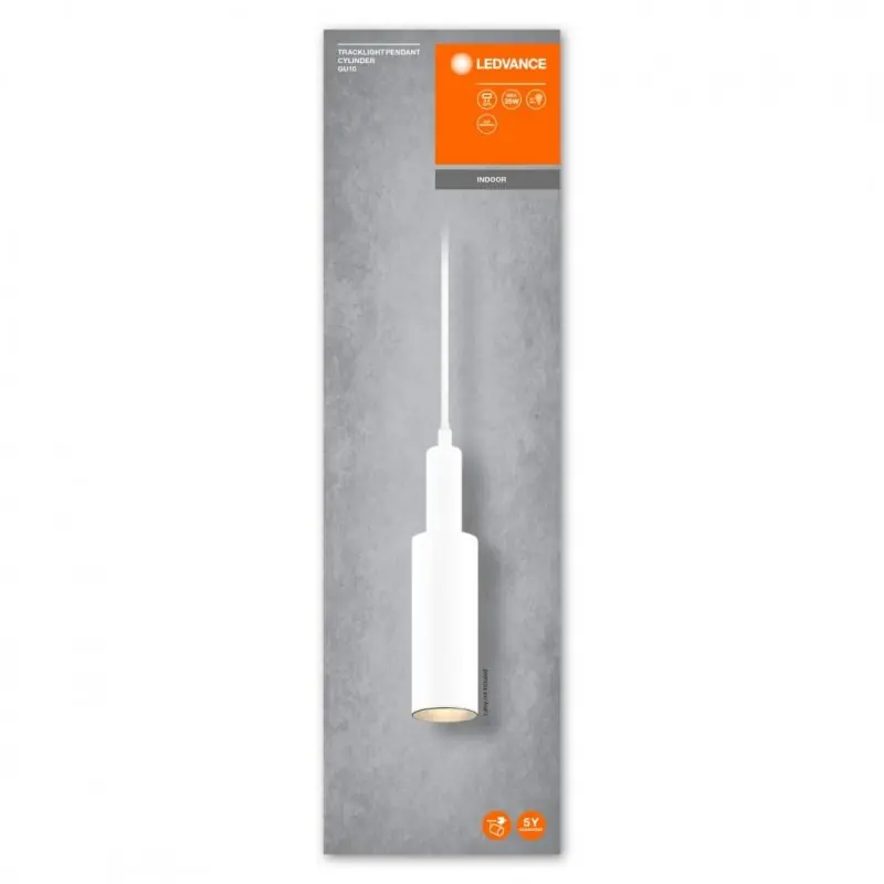 Pendul cu montaj pe sina Ledvance TRACKLIGHT CYLINDER, 1xGU10 (neinclus), max 35W, IP20, Ø55, lungime cablu 1.5m, Alb Retur gratuit