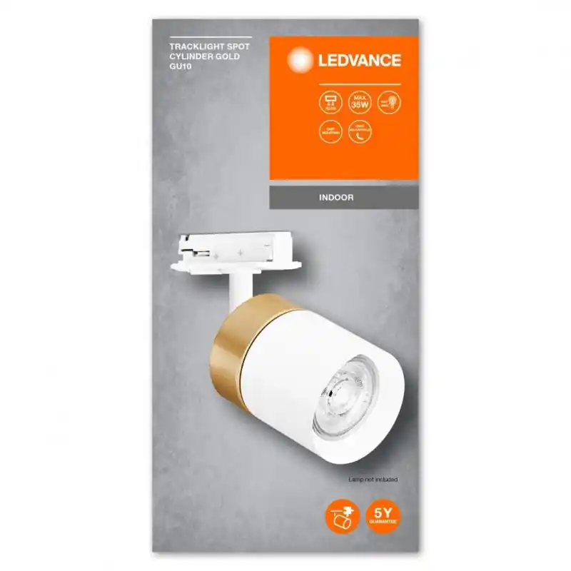 Ofertă Spot cu montaj pe sina Ledvance TRACKLIGHT GOLD CYLINDER, 1xGU10 (neinclus), max 35W, IP20, reglabil, Ø65x142mm, Alb/Auriu