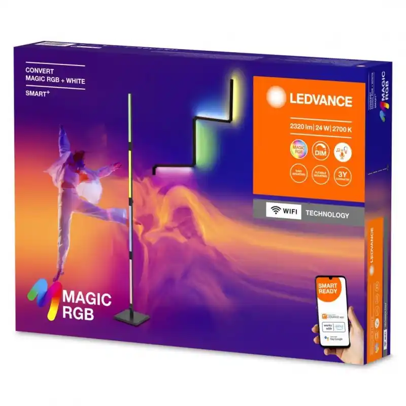 Livrare gratuită Lampadar LED RGB inteligent Ledvance Smart+ WiFi CONVERT MAGIC, 24W, 2320 lm, lumina alba si color (2700K), dimabila, IP20, Ø240