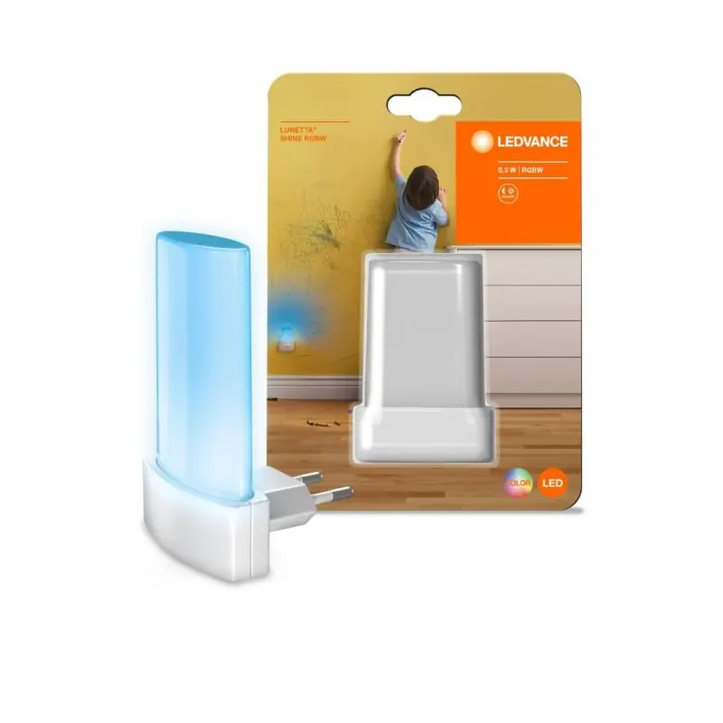 Lampa de veghe Ledvance LUNETTA Shine RGB cu senzor de lumina, 0.3W, lumina alba (2700-6000K) si color ROSU/VERDE/ALBASTRU,60x90 Cumpără online