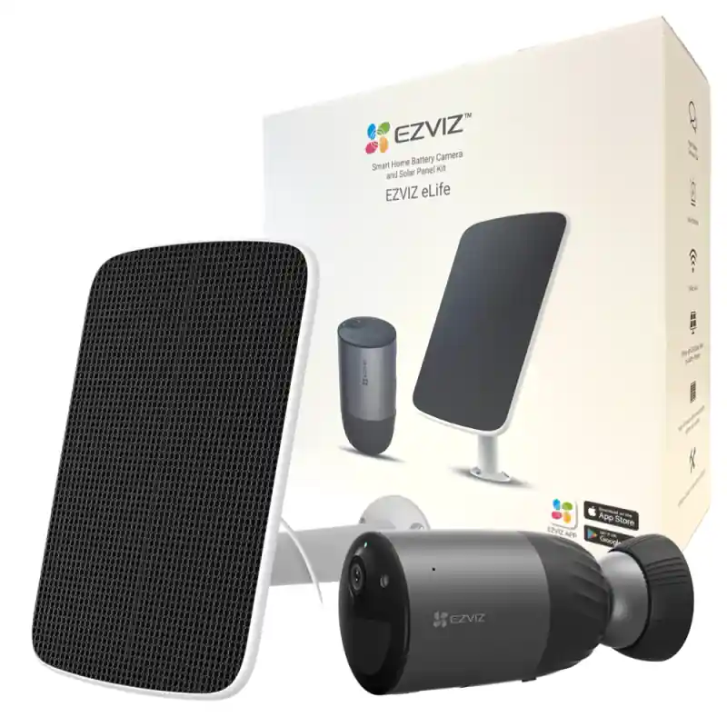 Calitate înaltă Kit Camera supraveghere video WIFI cu baterie Ezviz CS-BC1C-A0-2C4WPBDL cu panou solar SOLAR PANEL-Drezolutie Full HD 4MP25 FPS