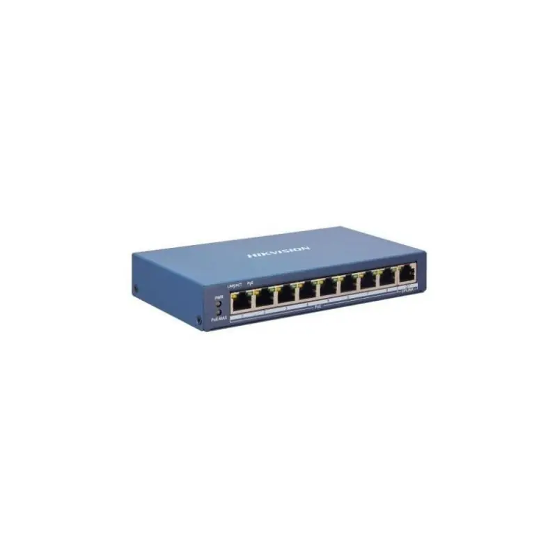 Expediere rapidă Switch 8 porturi POE Hikvision DS-3E1309P-EI, L2, Smart Managed, 8 × 100 Mbps PoE RJ45 ports, 1 × gigabit network RJ45 port, PoE