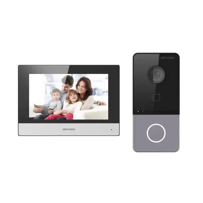 Kit videointercom IP Hikvision DS-KIS603-P(C) Flash 32 MB,memorie RAM 256MB,Indoor station: Supports live view of up to 16 IP ca Preț promoțional