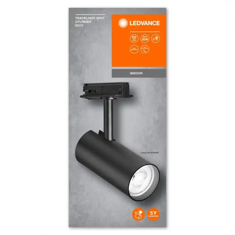 Spot cu montaj pe sina Ledvance TRACKLIGHT L CYLINDER, 1xGU10 (neinclus), max 35W, IP20, reglabil, Ø55x140mm, Negru Reducere