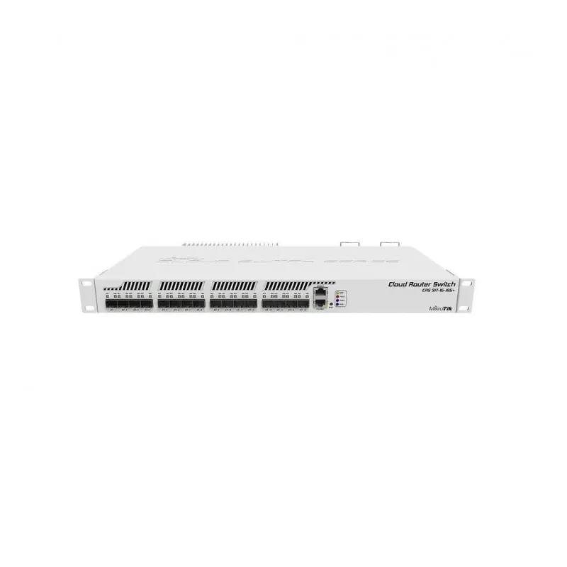 Mikrotik Cloud Router Switch, CRS317-1G-16S+RM 1 x Gigabit LAN, 16 xSFP+ cages, Dual Core 800MHz CPU, 1GB RAM, 1U rackmount pass Preferatul clienților