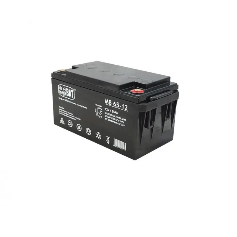 Ofertă specială Acumulator VRLA AGM fara intretinere Megabat MB65-12 Capacitate:65Ah Voltaj: 12V Terminal: M6 dimensiuni: 350 × 160 × 179mm greu