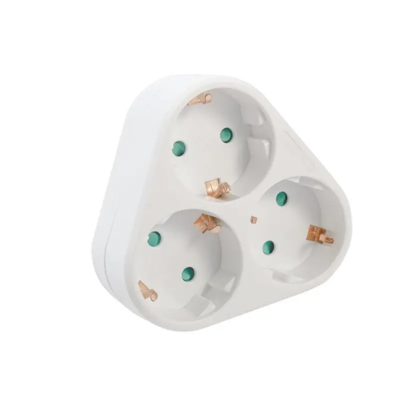 Triplu Stecher SPACER, Schuko, max 3500W, 16A, protectie copii, 3 prize Schuko, 1 stecher Schuko Livrare expres
