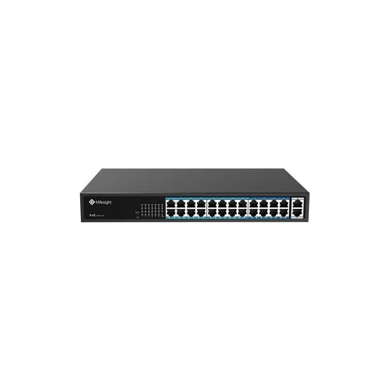 POE Switch Milesight 24 Porturi POE MS-S0224-GL, Porturi: 24X10/100MbpsPoEports(RJ45)+2X1000Mbps uplink ports, Alimentare: Built Plată sigură