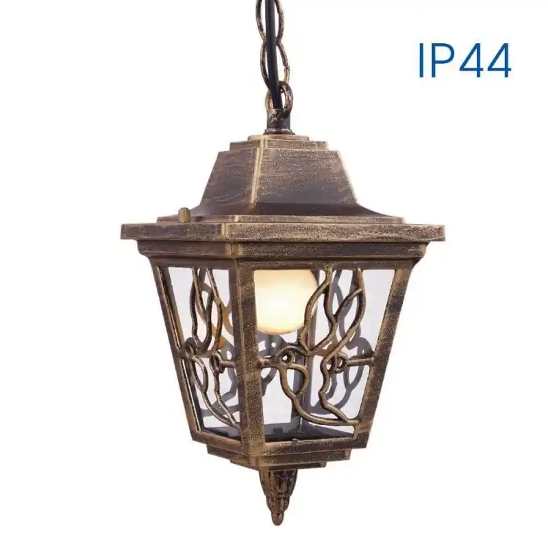 Pendul tip felinar Vivalux LYON, E27, max 1x60W, IP44, 145x145x1000mm, Auriu, bec neinclus Cumpărături sigure