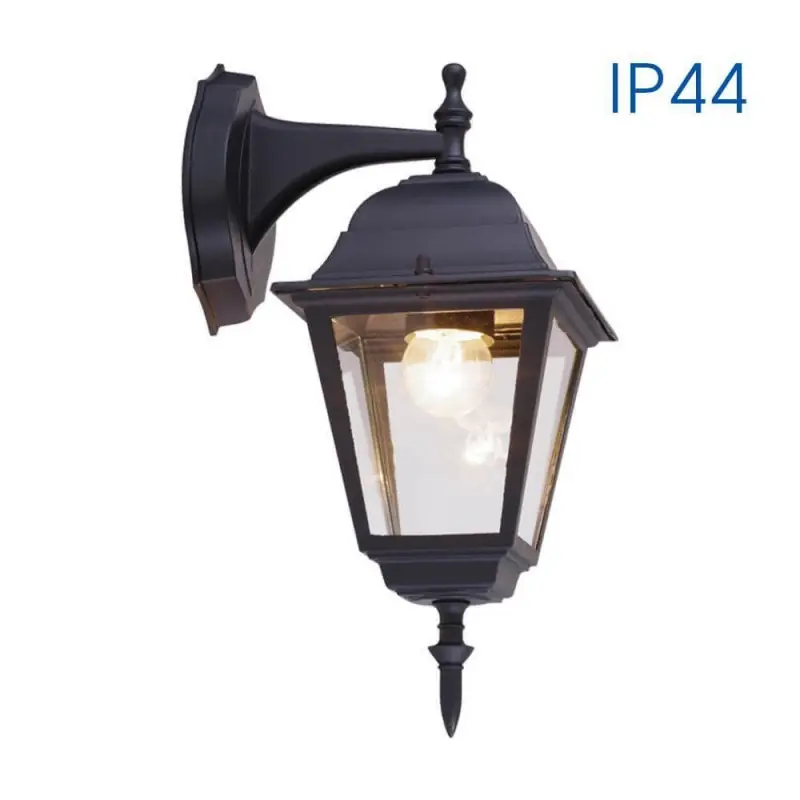 Transport gratuit Aplica tip felinar Vivalux RIGA DOWN, E27, max 1x60W, IP44, 200x145x355mm, Negru, bec neinclus