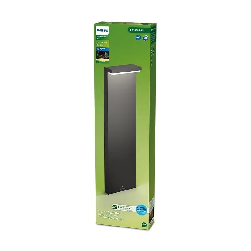 Calitate înaltă Stalp LED pentru exterior Philips BUSTAN, 3.8W, 800 lm, lumina calda (2700K), IP44, 770x220x90mm, Antracit