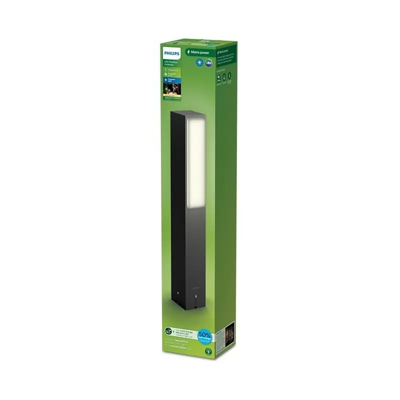 Stalp LED pentru exterior Philips STRATOSPHERE, 3.8W, 800 lm, lumina calda (2700K), IP44, 420x60x76mm, Antracit Livrare expres
