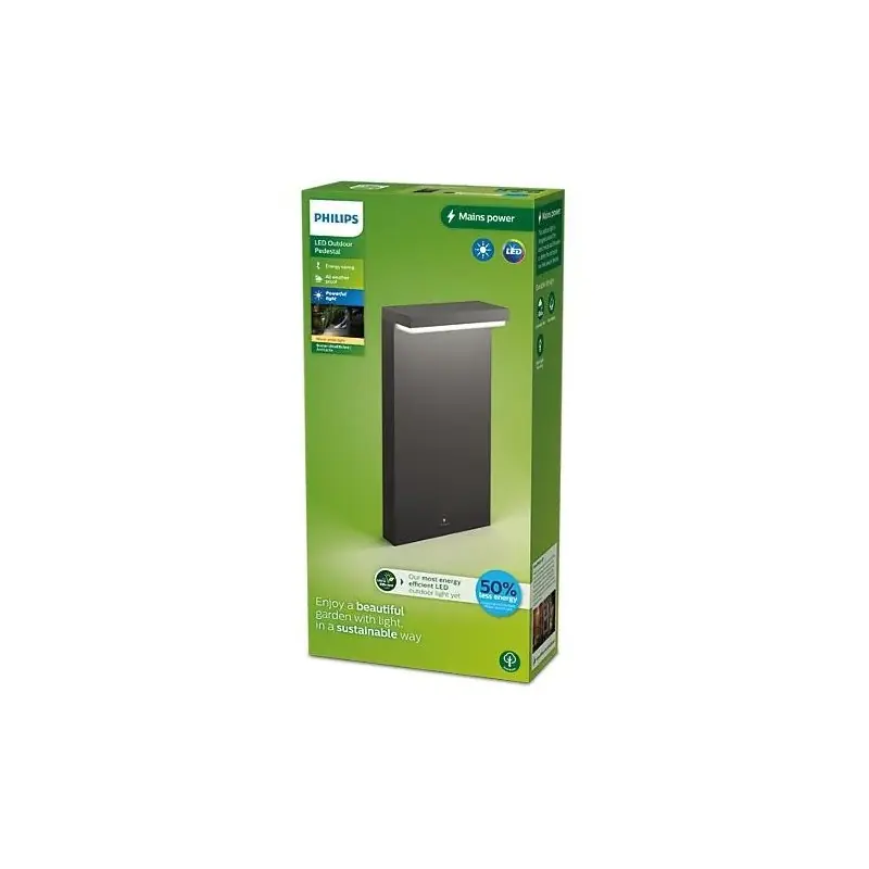 Stalp LED pentru exterior Philips BUSTAN, 3.8W, 800 lm, lumina calda(2700K), IP44, 400x220x90mm, Antracit Ieftin