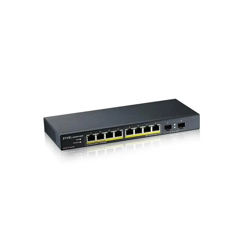 Zyxel Switch GS1100-10HP, unmanage PoE 8x Gigabit, 2x Fiber Uplink, 120 Watt PoE Calitate înaltă
