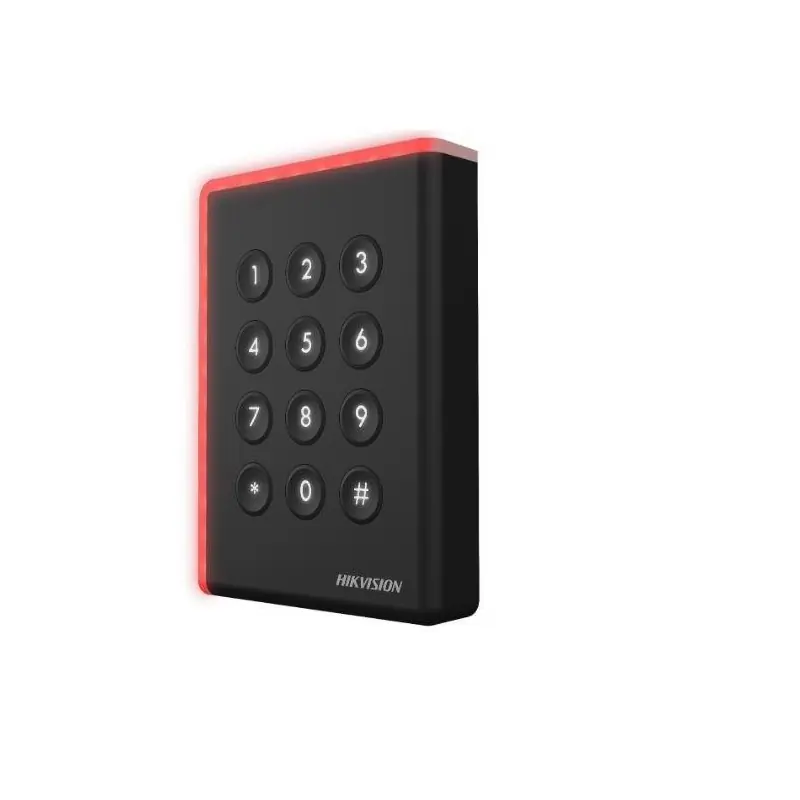 Cititor card cu tastatura Hikvision DS-K1108AMK, citeste carduri Mifare 13.56 MHz, distanta citire: ≤ 50 mm, comunicare: RS-485, Preferatul clienților