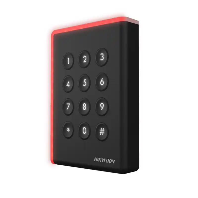 Cititor card cu tastatura Hikvision DS-K1108AEK, citeste carduri EM 125 KHz, distanta citire: ≤ 50 mm, comunicare: RS-485, Wiega Cel mai bun preț