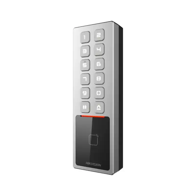 Ultima șansă Cititor de proximitate cu tastatura Hikvision DS-K1T805MBWX, M1 card, RS-485 and Wiegand (W26, W34), network interface, Wi-Fi, a