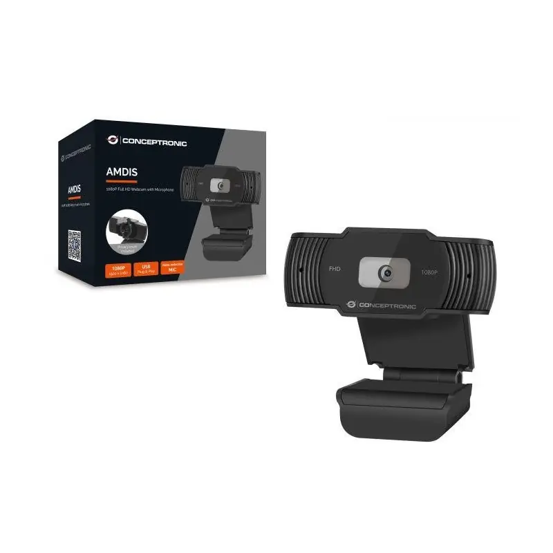 Calitate înaltă CONCEPTRONIC AMDIS04B 1080P Full HD Webcam with Microphone, 75 x 33 x 110 mm