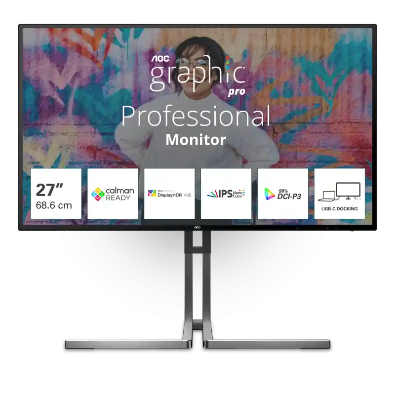 "Monitor AOC 27"" U27U3CV, Diagonal (inch): 27, Diagonal (cm): 69, Aspect ratio: 16:9, Panel: IPS, Resolution: 3840x2160, Refres Ofertă de sezon