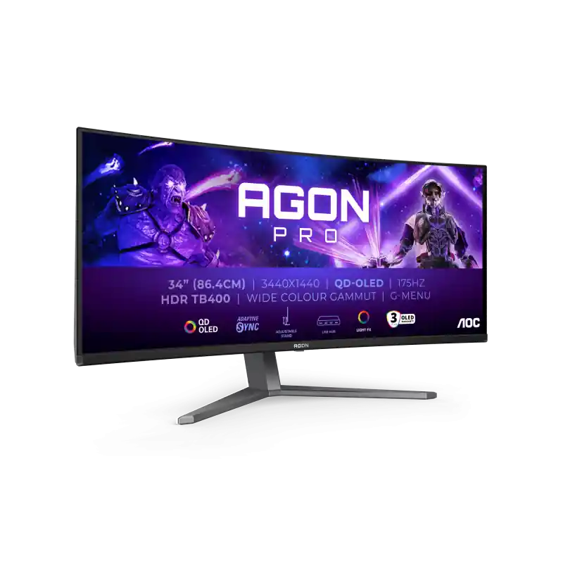 Monitor Aoc 34" AG346UCD, Curvature: 1800R, Diagonal (inch): 34, Diagonal (cm): 86, Aspect ratio: 21:9, Panel: QD-OLED, Resoluti Ofertă exclusivă