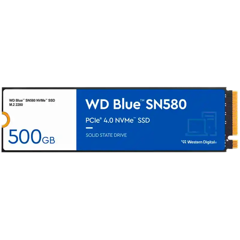 SSD WD Blue SN580 500GB M.2 2280 PCIe Gen4 x4 NVMe TLC, Read/Write: 4000/3600 MBps, IOPS 450K/750K, TBW: 300 Noutate