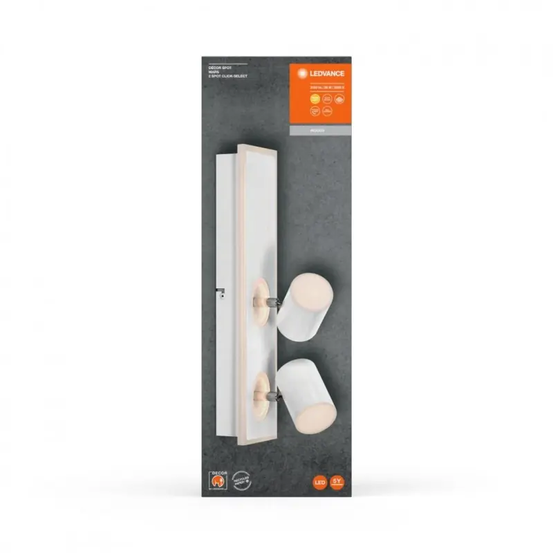 Premium Spot LED dublu ajustabil Ledvance DECOR MARS, 29W, 3100 lm, lumina calda (3000K), IP20, 408mm, Alb, clasa energetica F