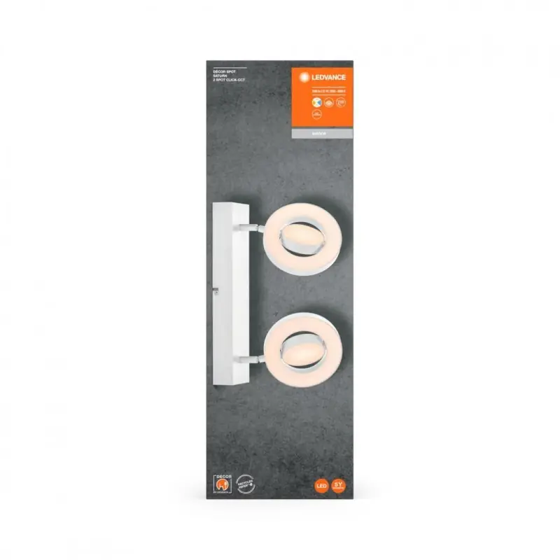 Reducere specială Spot LED dublu ajustabil Ledvance DECOR SATURN, 21W, 2180 lm, lumina alba (3000K-6500K), IP20, 460mm, Alb, clasa energetica F